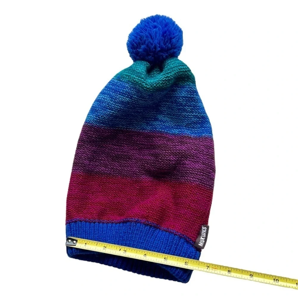 MukLuks Colorful Cozy Stripe Pom Pom Winter Beanie